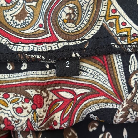 The Kooples Paris Dark Paisley 100% Silk Asymmetrical Wrap Skirt - Picture 5 of 5